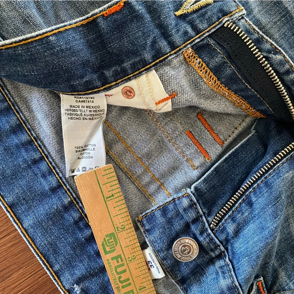 True Religion Jeans Men's 33 straight leg flap pocket blue Cotton